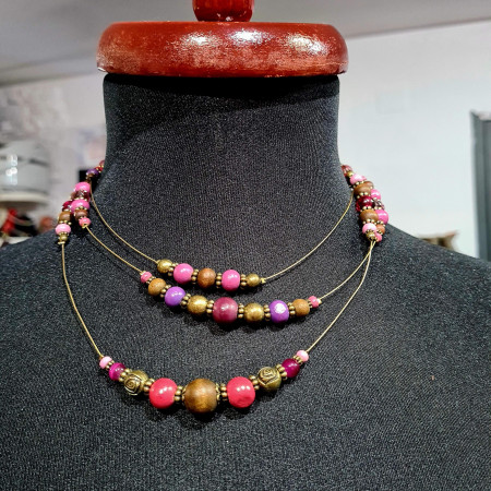Colier Vintage din coliere de lemn